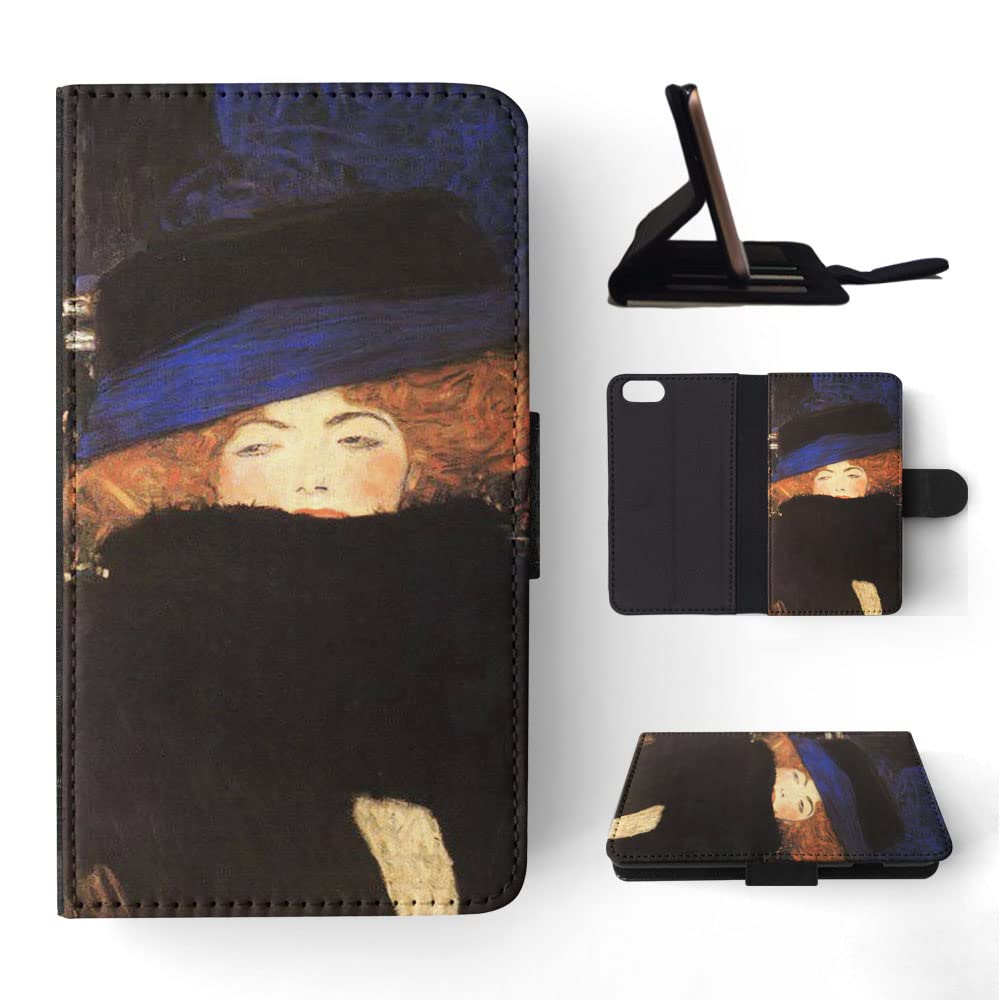 Gustav Klimt Lady with Hat and Feather Boa Art Flip Wallet Phone Case for Apple iPhone 5/5S/SE (2016) - Stylish Protective Cover for Everyday Use & Travel