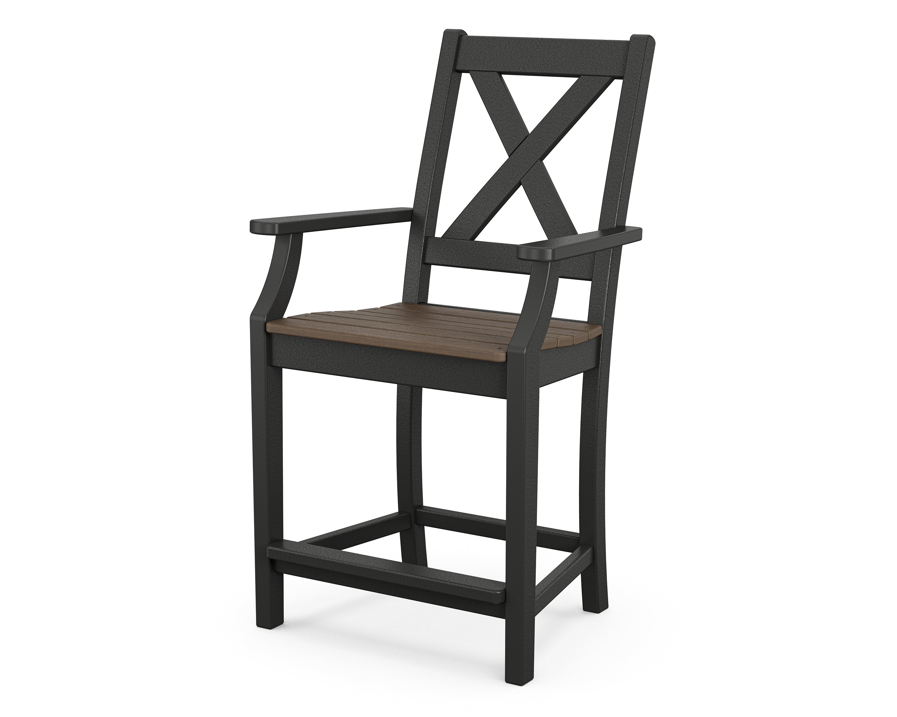 POLYWOOD Braxton Counter Height Arm Chair - Durable Outdoor & Indoor Bar Stool for Kitchen, Patio, and Dining - Weather-Resistant & Comfortable Seating