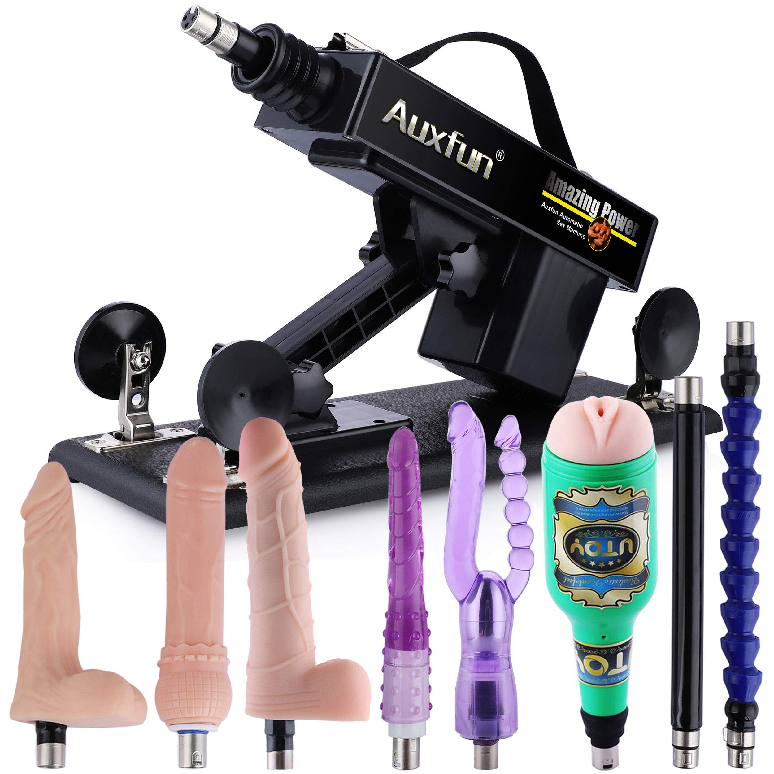 AUXFUN Automatic Sex Machine for Men & Women - Adjustable Adult Love Machine with 8 Attachments & 3 XLR Connectors - Powerful Couples Sex Toy for Bedroom, BDSM, and Solo Pleasure