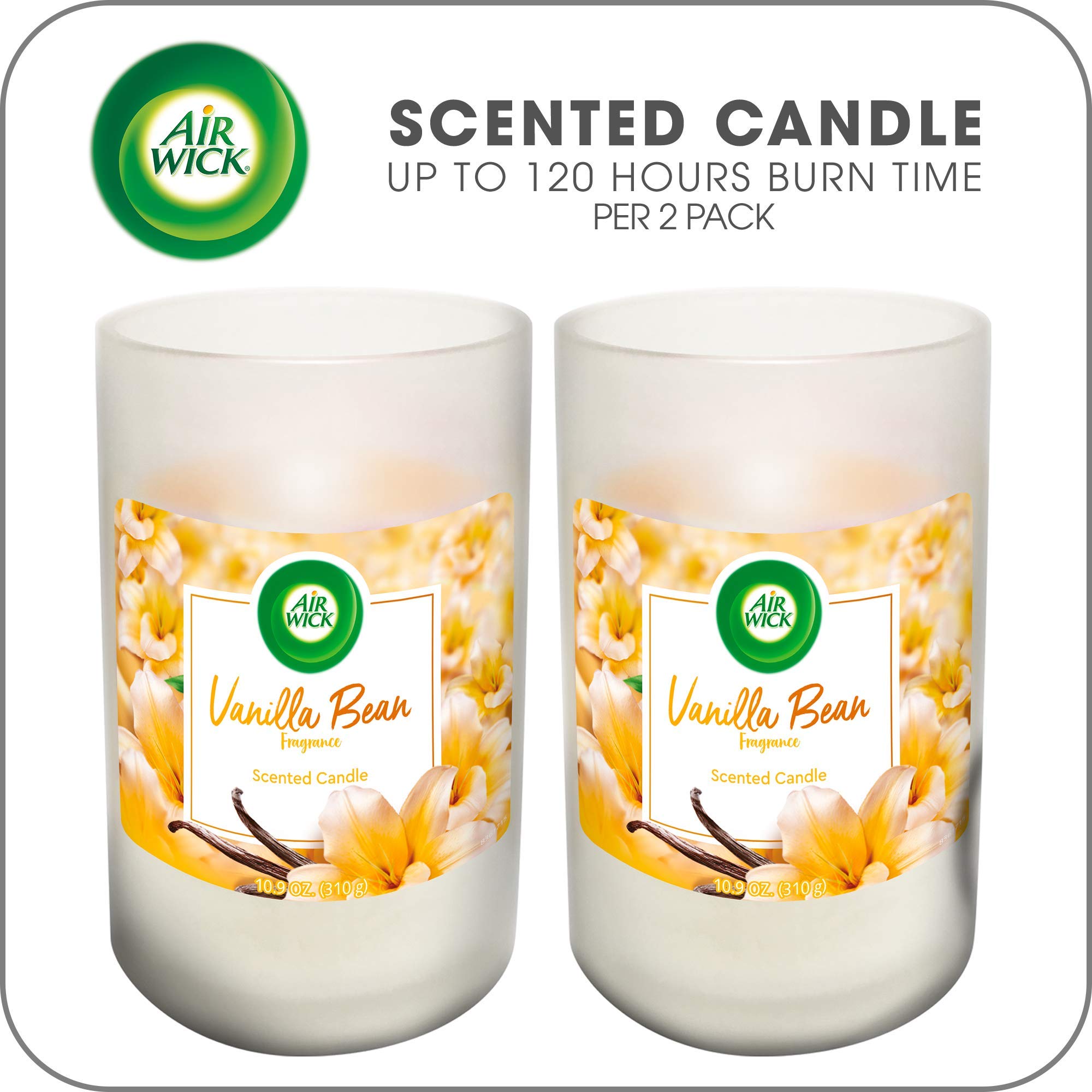 Air Wick Scented Candles - 2 Pack Vanilla Bean Aromatherapy Jar Candles (10.9oz Each, 120 Hours Burn Time) | Relaxing Home Fragrance for Living Room, Bedroom & Bathroom | Perfect Gift for Parties, Spa Nights & Romantic Dinners