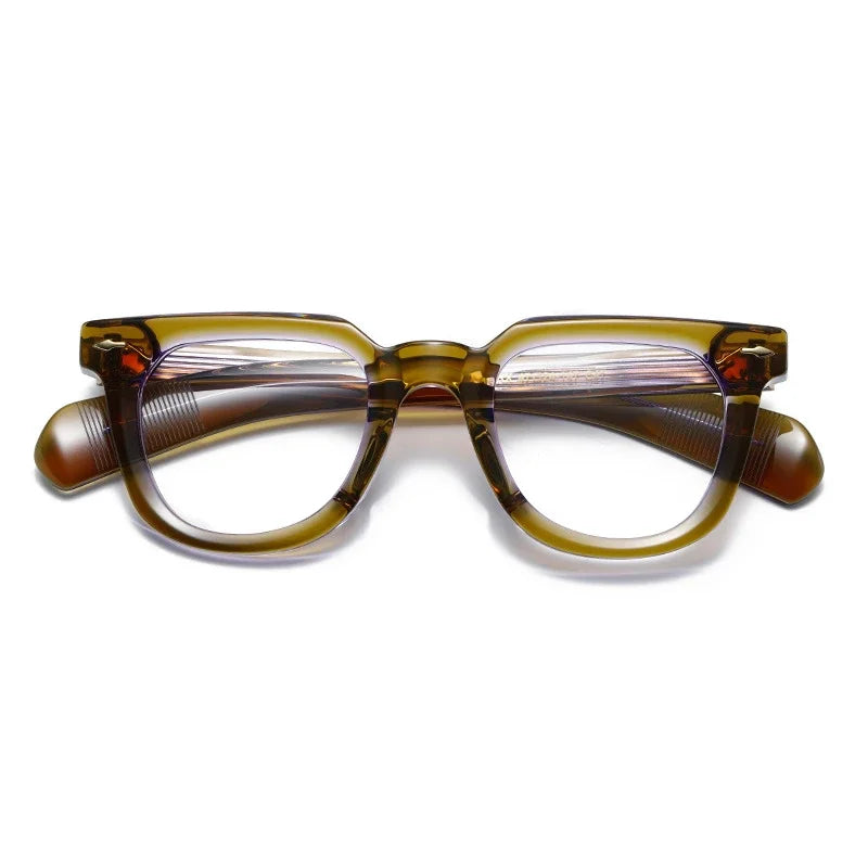 Aror Unisex Full Rim Square Thick Acetate Eyeglasses 14747 - Stylish & Durable Glasses for Men & Women - Perfect for Reading, Work, and Fashion Accessories