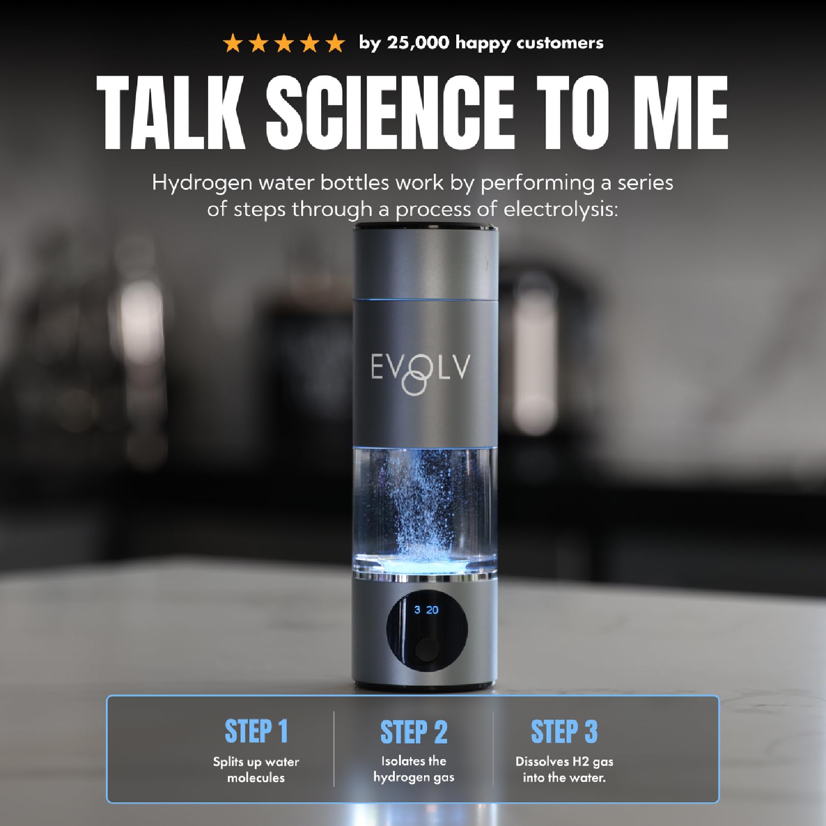Premium Hydrogen Water Bottle Generator - SPE & PEM Technology for 5.42PPM High Concentration - 8oz Portable Hydrogen Water Bottle for Energy Boost & Inflammation Relief - Easy to Use for Gym, Travel & Daily Hydration