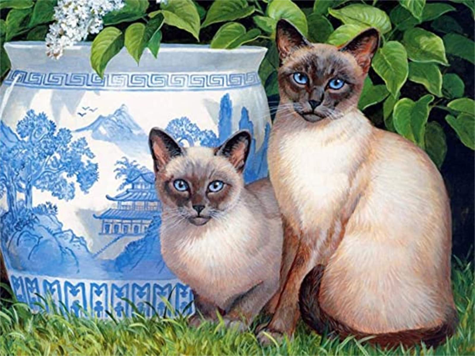 5D Diamond Painting Kit for Adults - Cat and Vase (32x48in/80x120cm) DIY Full Drill Round Gems Art Craft | Home Wall Decor, Relaxation Therapy & Perfect Gift for Christmas, Birthday, Mother's Day