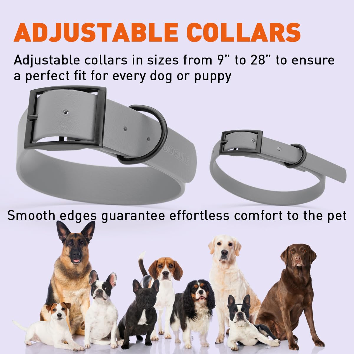 Waterproof Biothane Dog Collar - Odor-Proof, Easy to Clean with Black Hardware - Fits Small, Medium & Large Dogs (Battleship Gray) - Perfect for Outdoor Adventures, Hiking & Daily Walks