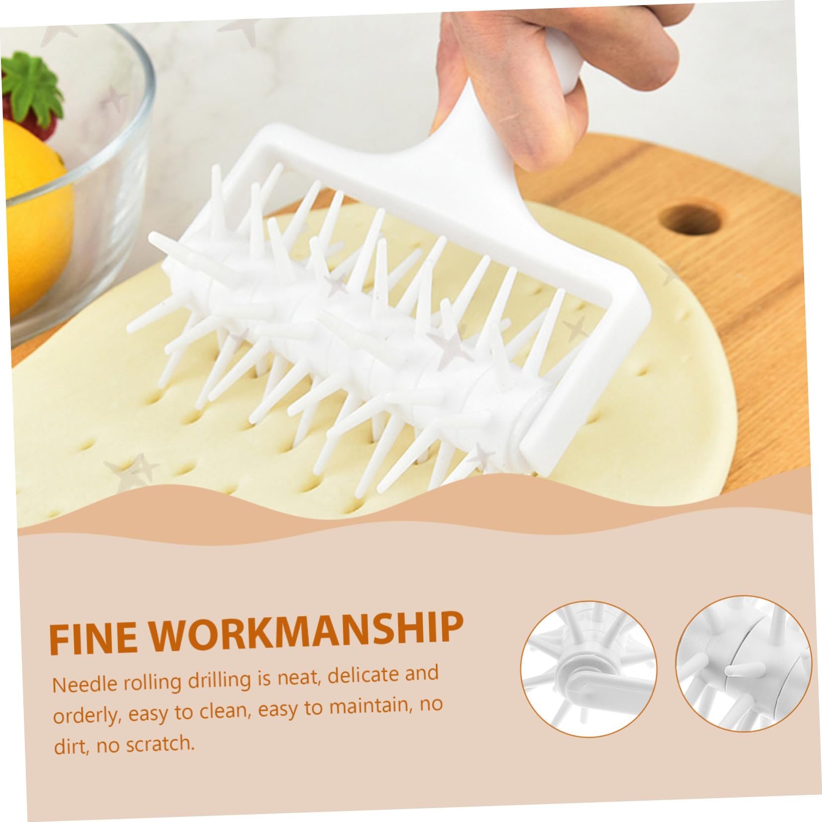 1pc Pizza Dough Docker & Pastry Needle Wheel - Professional Pizza Hole Puncher & Dough Roller Tool for Perfect Homemade Pizza - Ideal for Baking, Cooking, and Restaurant Use