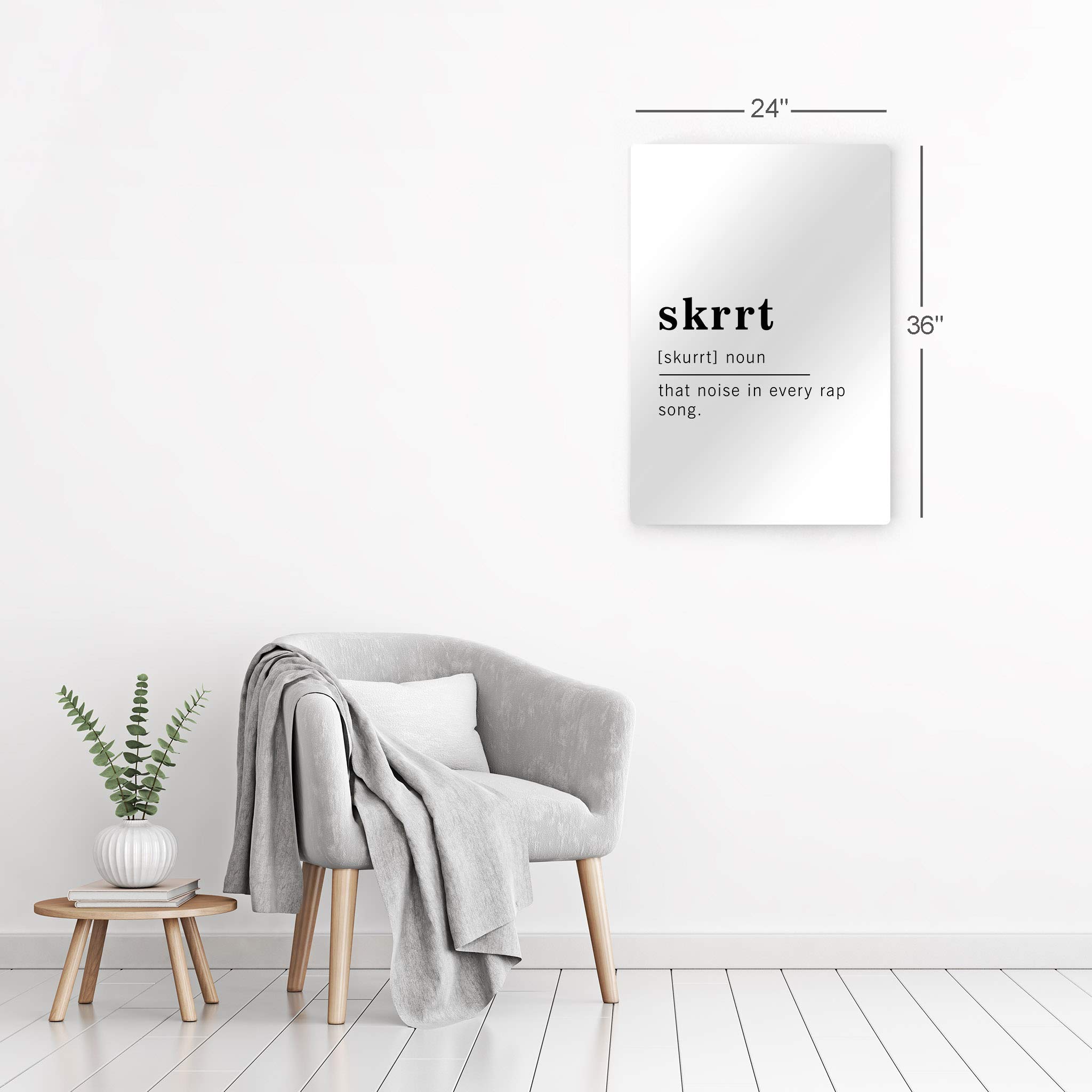Funny Noun Dictionary Definition of Skrrt Metal Print - Inspirational Quote Wall Art for Office, Living Room, Bedroom & Bathroom - Ready to Hang Home Decor Made in USA (24x16) - Perfect for Gifts, Teen Rooms & Modern Interior Design