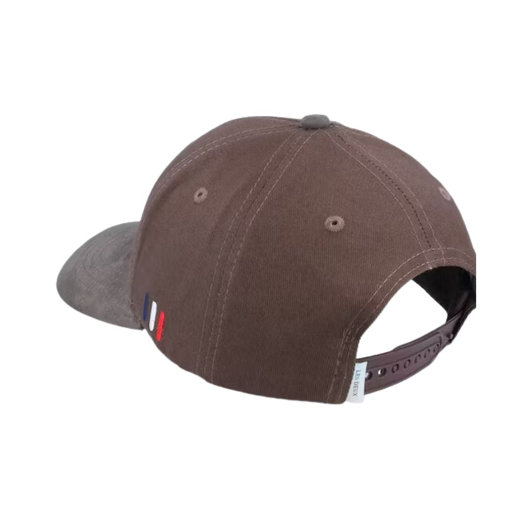 Premium Contrast Suede Baseball Cap - Dark Sand & Mountain Grey for Men & Women - Stylish Outdoor Hat for Hiking, Running, and Casual Wear