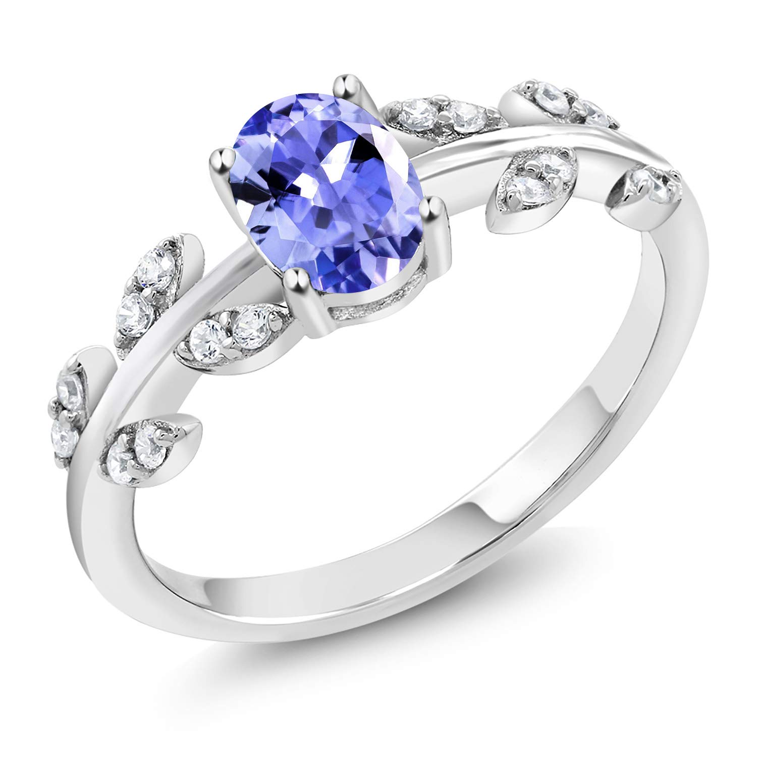 Gem Stone King Twisted Olive Branch Leaf Vine Band Wedding Ring for Women - 925 Sterling Silver, 7x5mm Oval Birthstone Ring (Sizes 5-9) | Elegant Fine Jewelry Gift for Wife, Mom, Anniversary, Engagement | Perfect for Weddings, Bridal Shower, Valentine's Day & Special Occasions