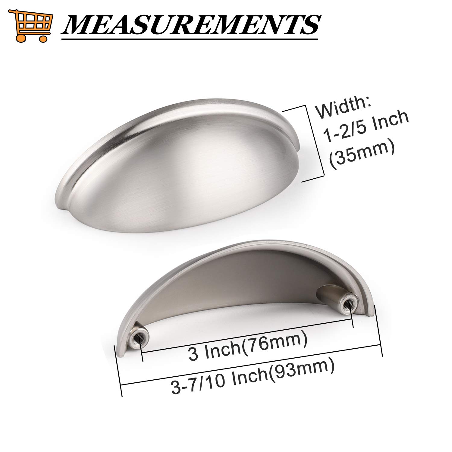 Probrico 30 Pack Satin Nickel Drawer Pulls - 3 Inch Hole Centers, Modern Cabinet Handles for Dressers, Kitchen Cabinets & Furniture Hardware | Perfect for Home Renovation & DIY Projects
