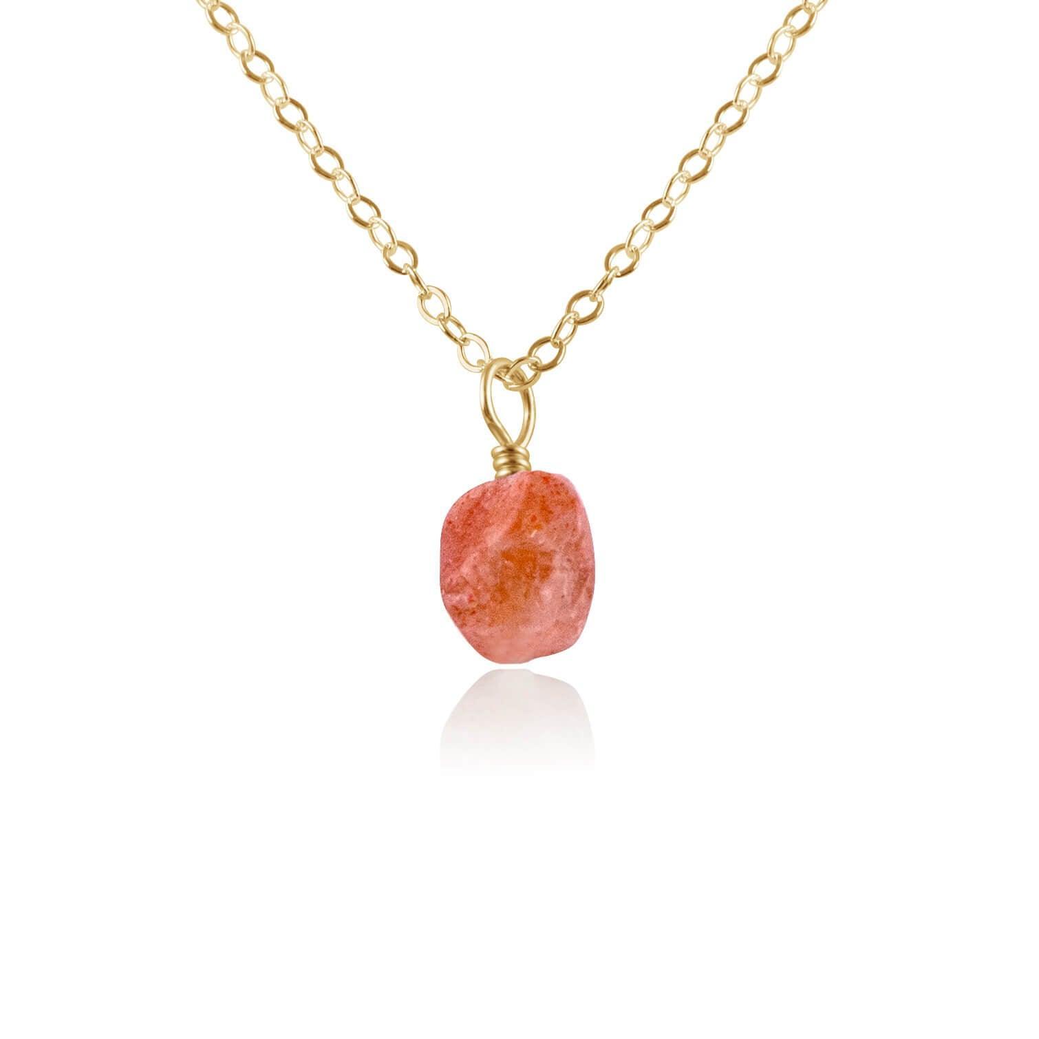 Natural Raw Sunstone Pendant Necklace - Dainty Healing Crystal Jewelry for Women - Perfect for Spiritual Healing, Meditation & Everyday Wear