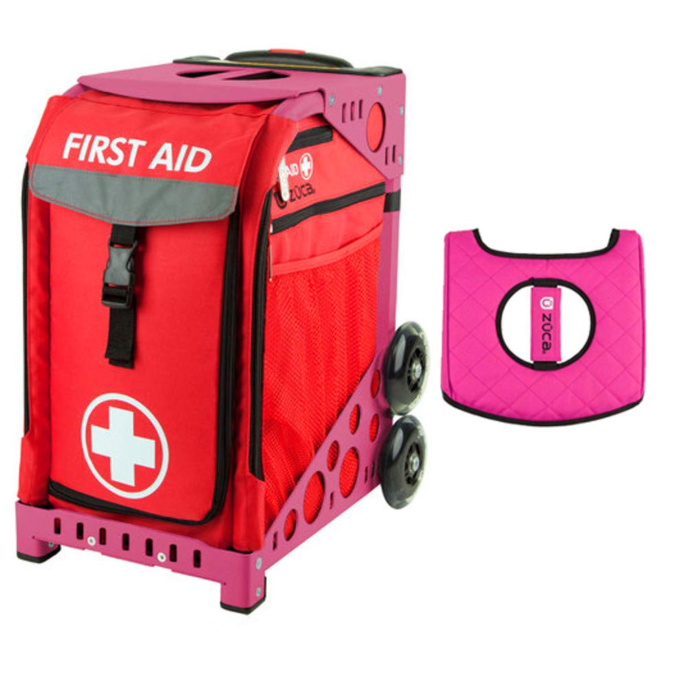Zuca Sport Bag - First Aid Kit with Gift Black/Pink Seat Cover (Pink Frame) - Perfect for Medical Emergencies, Sports Events & Outdoor Adventures