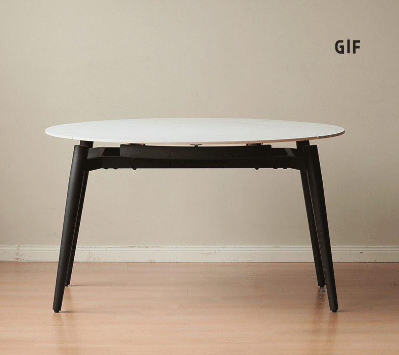 Premium Folding Rock Table with Metal Legs - Lightweight & Luxurious Round Dining Table for Small Spaces, Outdoor Patio, and Modern Home Decor