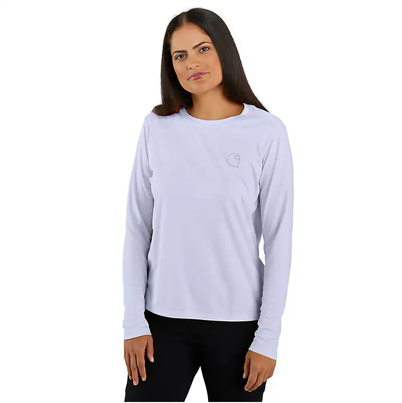 Carhartt Women's Force Sun Defender™ Relaxed Fit Lightweight Long Sleeve Logo Graphic T-Shirt 106632 - UPF 50+ Sun Protection for Outdoor Work, Hiking & Casual Wear