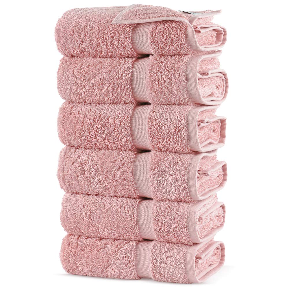 Premium 100% Cotton Turkish Towels - Ultra Soft & Highly Absorbent Bath & Hand Towels (6-Piece Set, Pink) for Spa, Beach, Gym & Luxury Bathroom Use