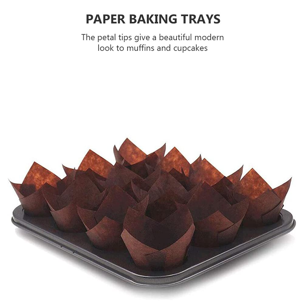 DOITOOL 200Pcs Tulip Cupcake Baking Cups - Mini Muffin Liners, Paper & Aluminum Foil Cake Cases for Baking, Party, Baby Shower & Dessert Display