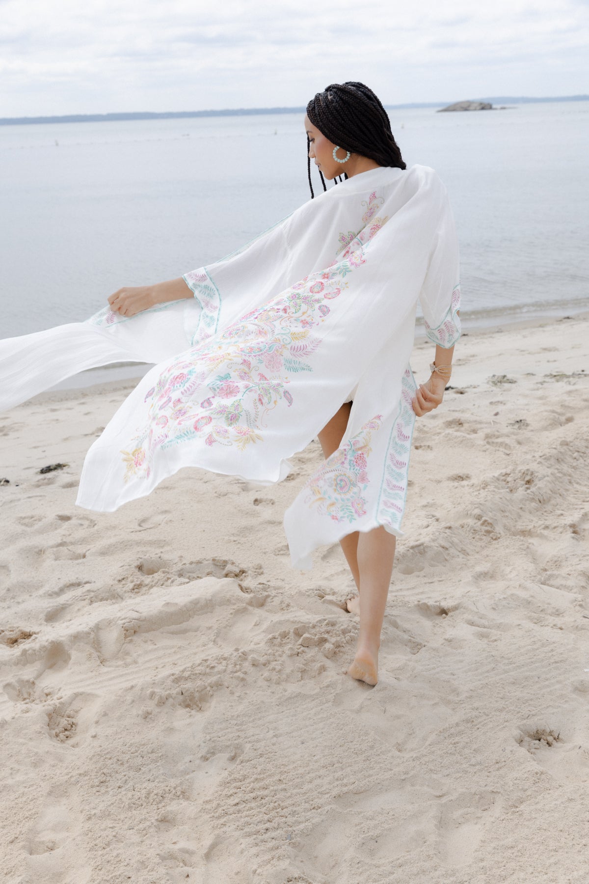Elegant Flowy Paisley Print Kimono - Long Boho Cover Up for Women | Perfect for Beach, Pool, or Summer Festivals