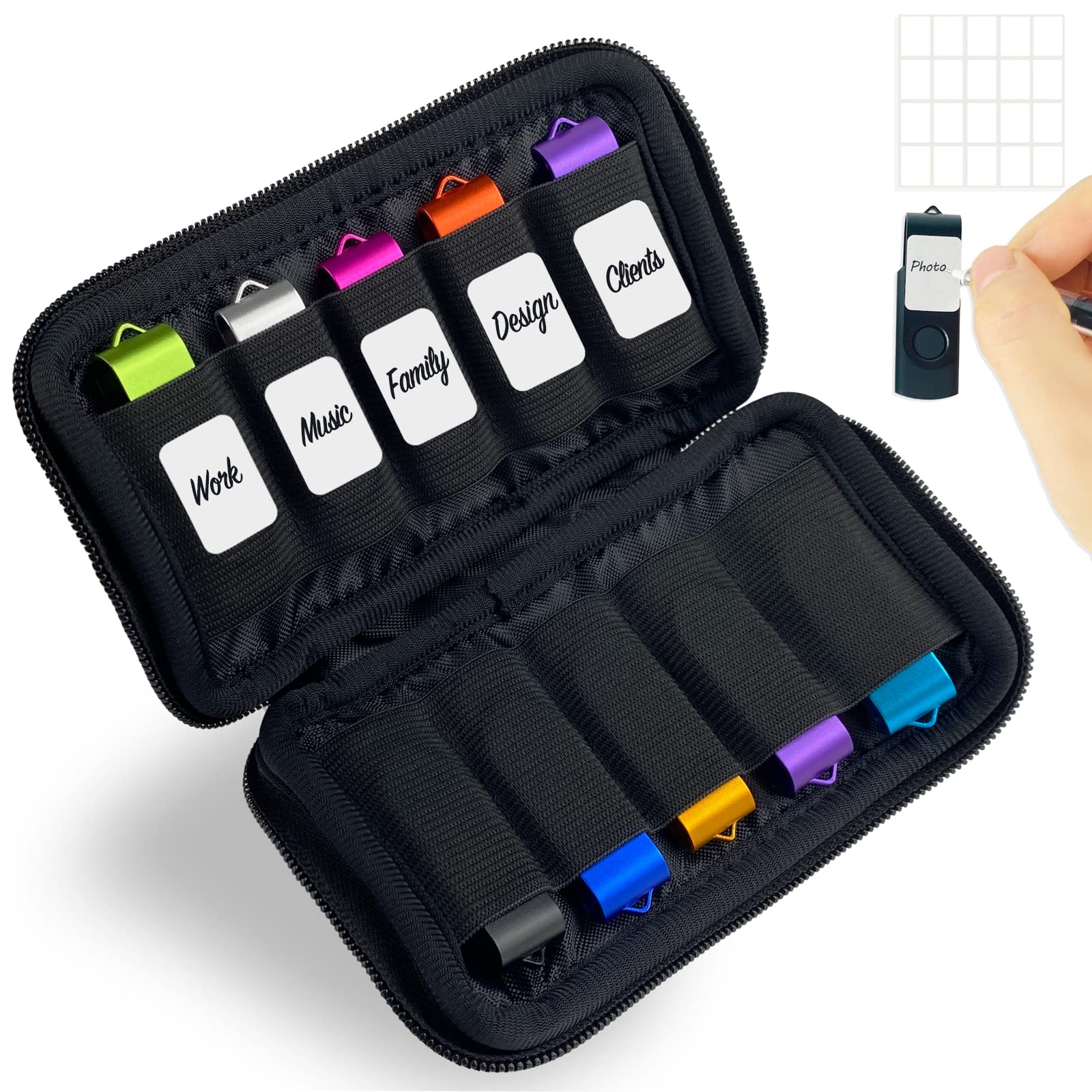 JBOS USB Flash Drive Case - Waterproof & Shockproof USB Storage Organizer for Thumb Drives, Jump Drives & Memory Sticks - Perfect for Office, School & Travel Electronics Accessories Organization