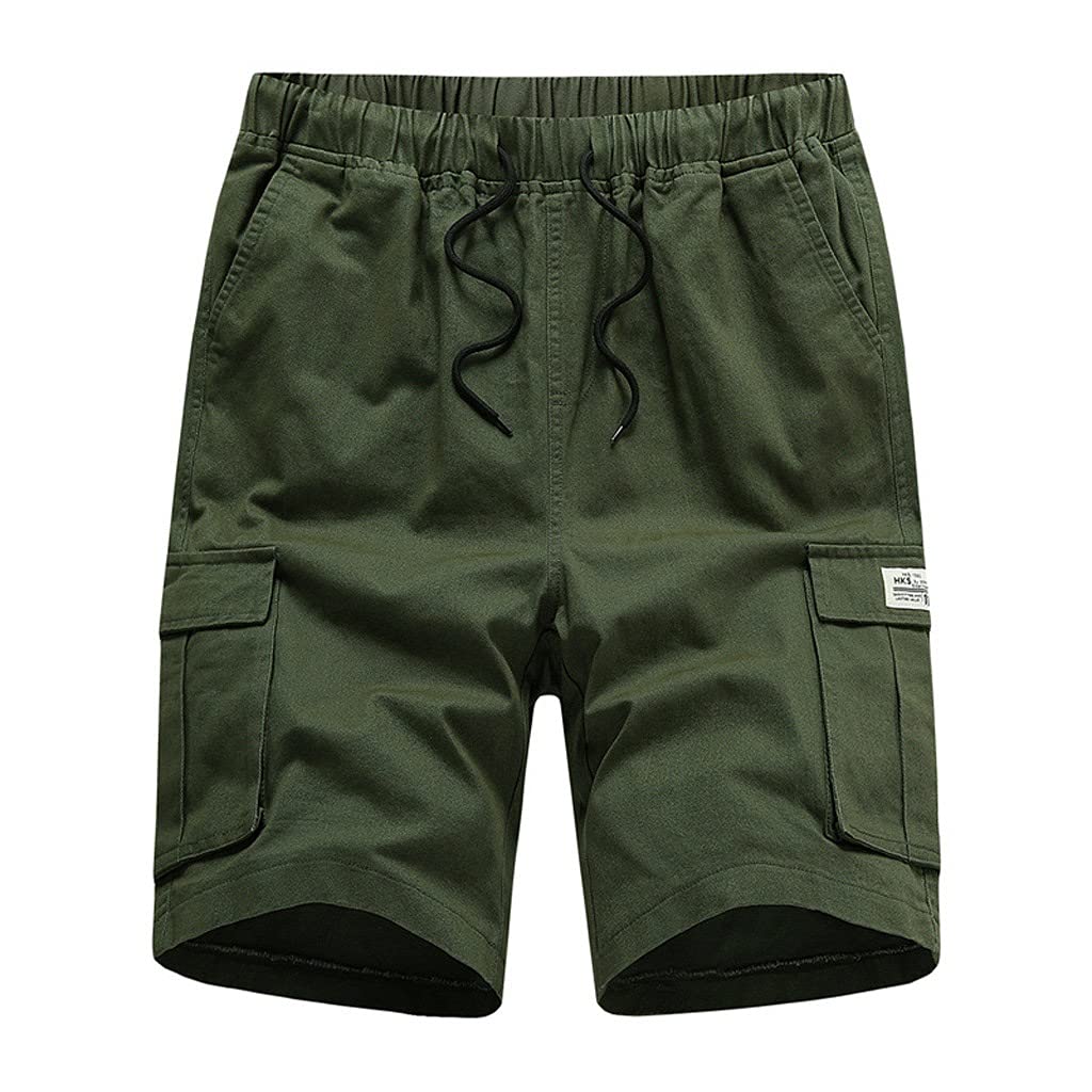EEKLSJ Men's Summer Cargo Shorts - Cotton Casual Outdoor Shorts with Pockets, Mid Waist Drawstring, Loose Fit Bib Overalls (XX-Large 7XL) - Perfect for Hiking, Camping & Beach Activities