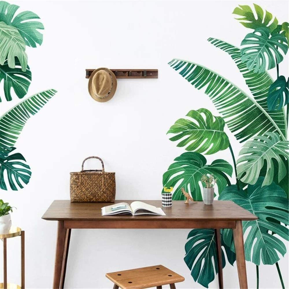 DERUN TRADING Removable Palm Tree Wall Decals - Large Green Leaf Wall Stickers, Evergreen Peel & Stick Wallpaper for Home Decor - Perfect for Living Room, Bedroom, Nursery & Office Wall Art