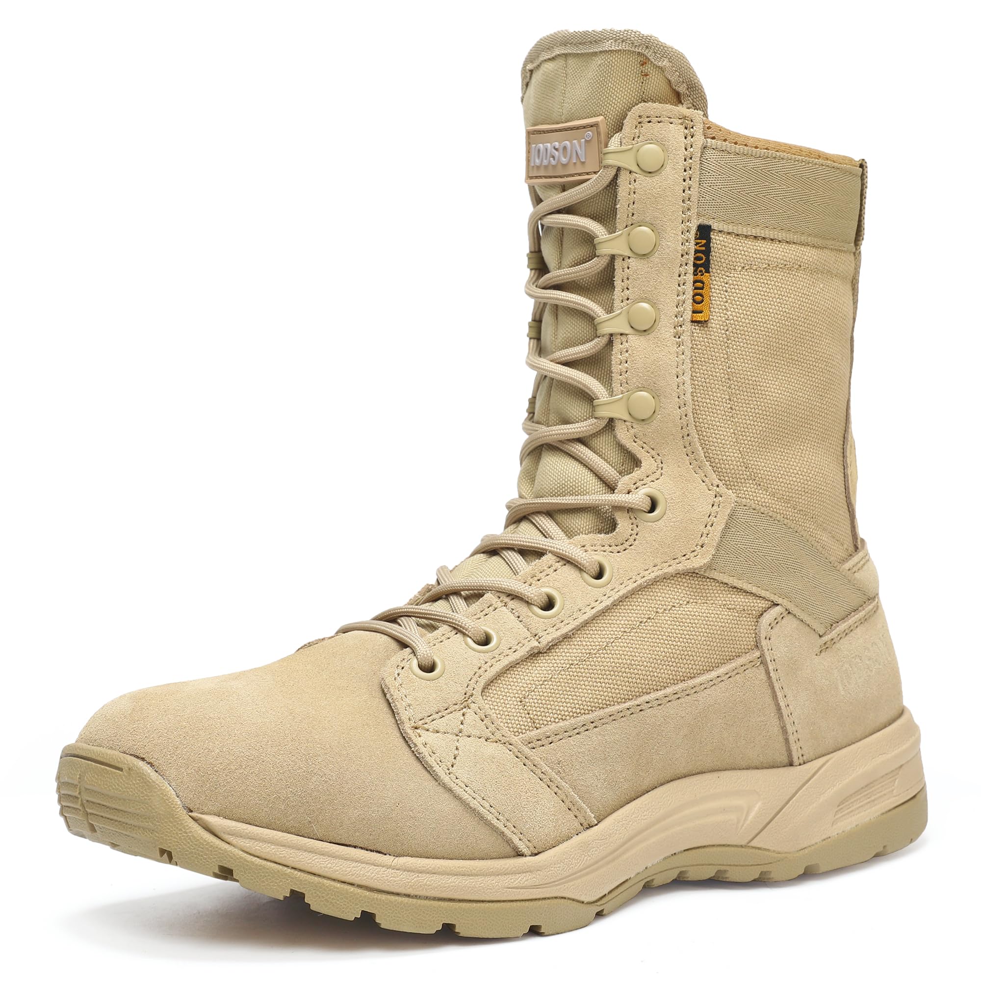 IODSON Men's 8-Inch Tactical Boots - Lightweight Combat & Military Boots for Hiking, Work, Jungle & Desert Use - Durable Leather Army Gear for Outdoor Adventures