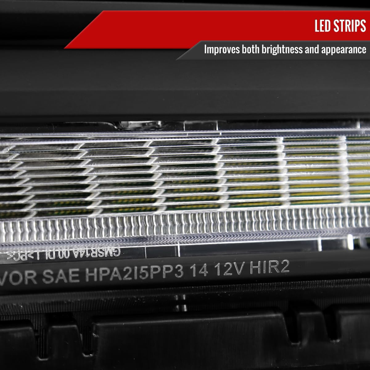 2014-2019 Chevy Silverado 1500 LED Projector Headlights with DRL - Black Housing - High Performance Replacement Headlamps for Night Driving & Off-Road Use