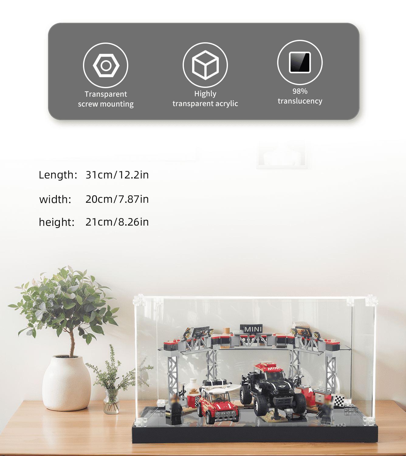 LEGO Speed Champions 75894 Display Case - Clear Acrylic Showcase for Car Model Collection - Perfect for Home Decor, Office Display & Gift for LEGO Fans