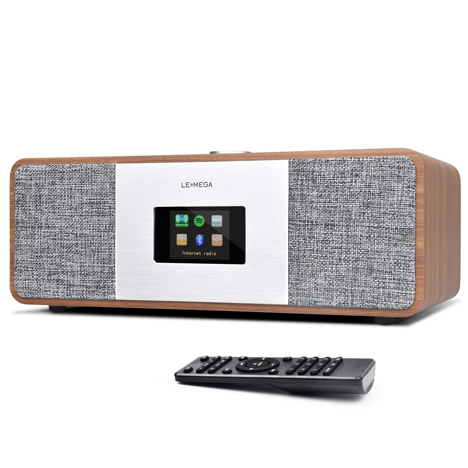 LEMEGA MSY3 WiFi Internet Radio & Bluetooth Speaker with FM Digital Radio, Spotify Connect, Stereo Sound, Wooden Box - Walnut Finish | Perfect for Home, Office, and Outdoor Music Listening