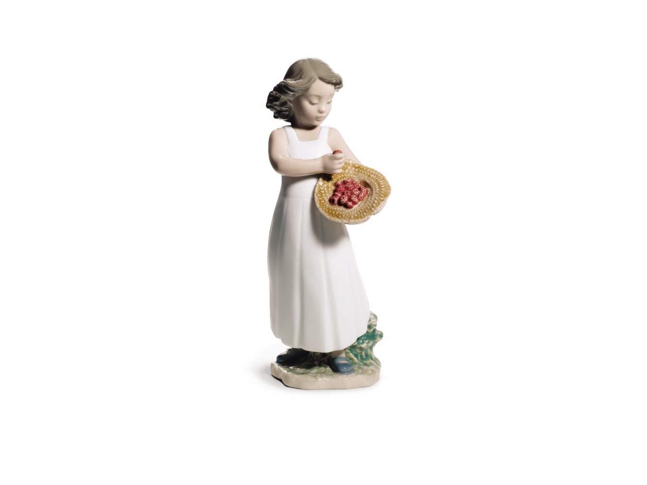 NAO Strawberry Bonnet Porcelain Girl Figure - Vintage Home Decor, Collectible Doll for Shelf Display & Gift Giving