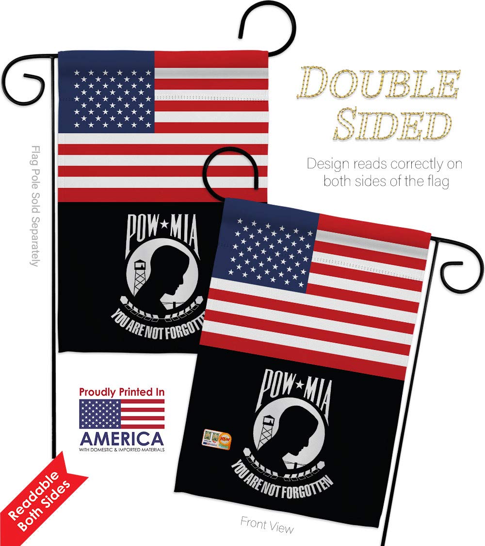 US POW/MIA Garden Flag Set with Stand - Military Veteran Honor Gift for Yard & Home Decor
