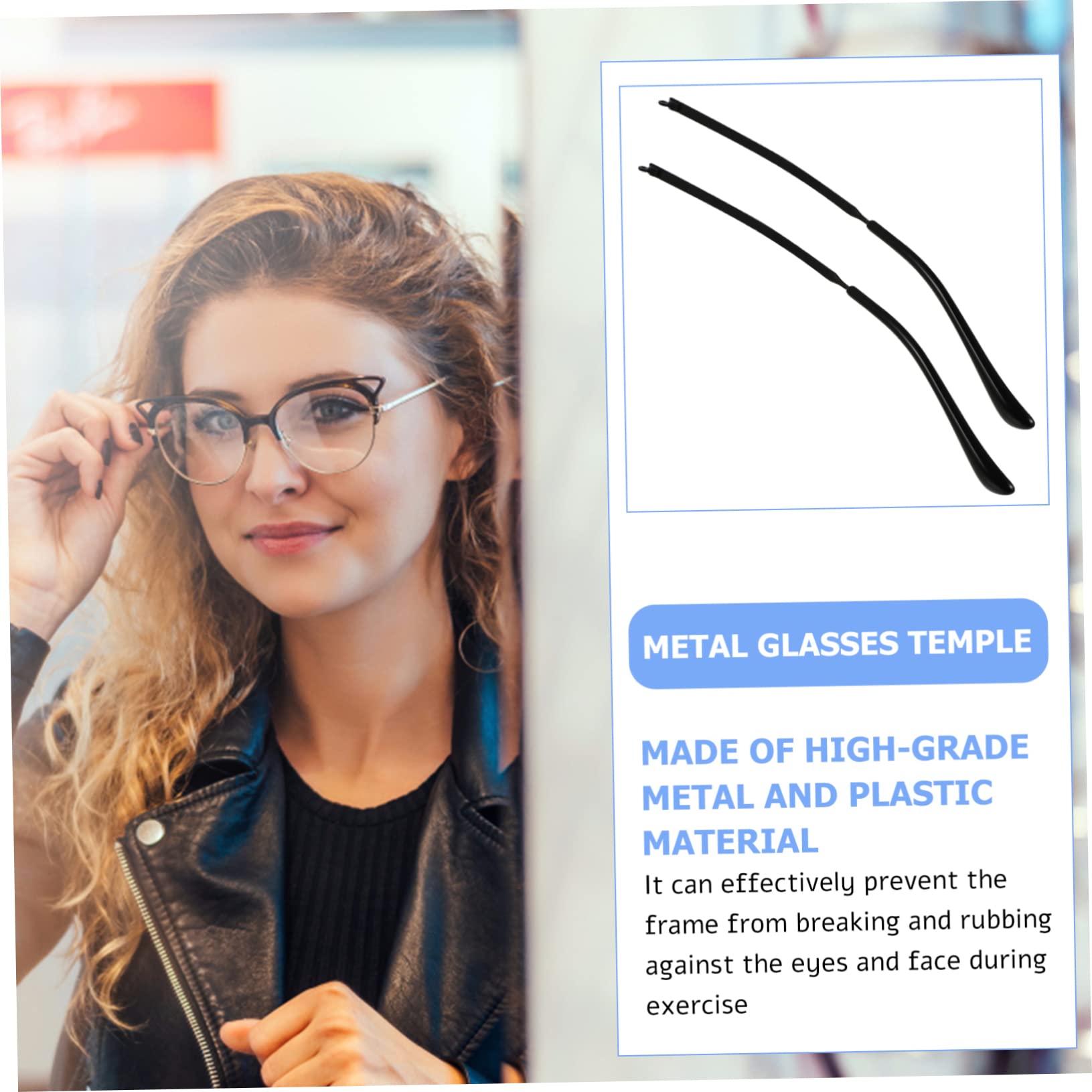 Gogogmee 2 Pairs Easy to Install Metal Eyeglass Temple Replacement Arms for Glasses Frames - Perfect for Repairing Broken or Loose Glasses at Home