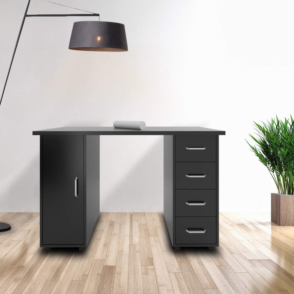 Professional Black Wooden Manicure Table for Nail Technicians - Salon Nail Station Desk with Storage | Perfect for Nail Art, Pedicures & Beauty Salon Services