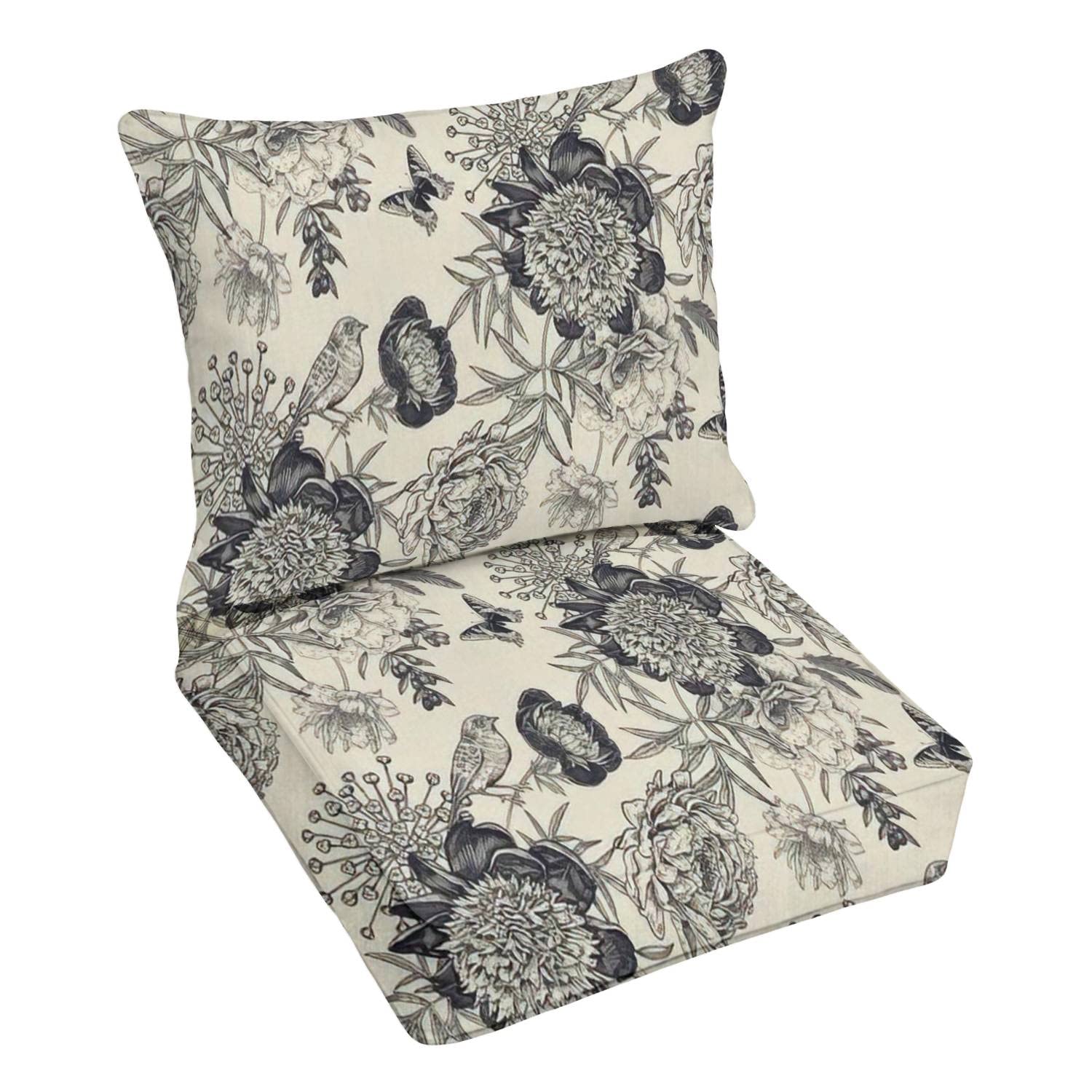 Luxury Outdoor Deep Seating Cushion Set - Premium Garden Patio Furniture Replacement Cushions for Lounge Chairs & Conversation Sets (Floral Design, Weather-Resistant) - Perfect for Backyard, Poolside & Outdoor Relaxation