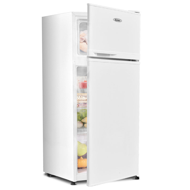 Costway Compact Refrigerator with 2 Doors, Adjustable Temperature Dual Zone, Low Noise, Perfect for Dorm, Office, Bedroom & Small Spaces