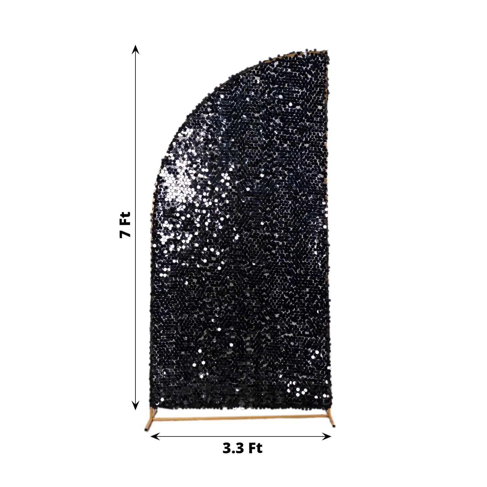 Double Sided Big Payette Sequin Half Moon Wedding Arch Backdrop Stand Cover - Elegant Wedding Decor for Ceremonies, Receptions & Photo Booths