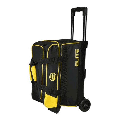 ELITE Basic Double Roller Black/Yellow Bowling Bag - Durable Travel Bowling Case for League & Tournament Players - Perfect for Bowling Alley, Sports Gym & Travel
