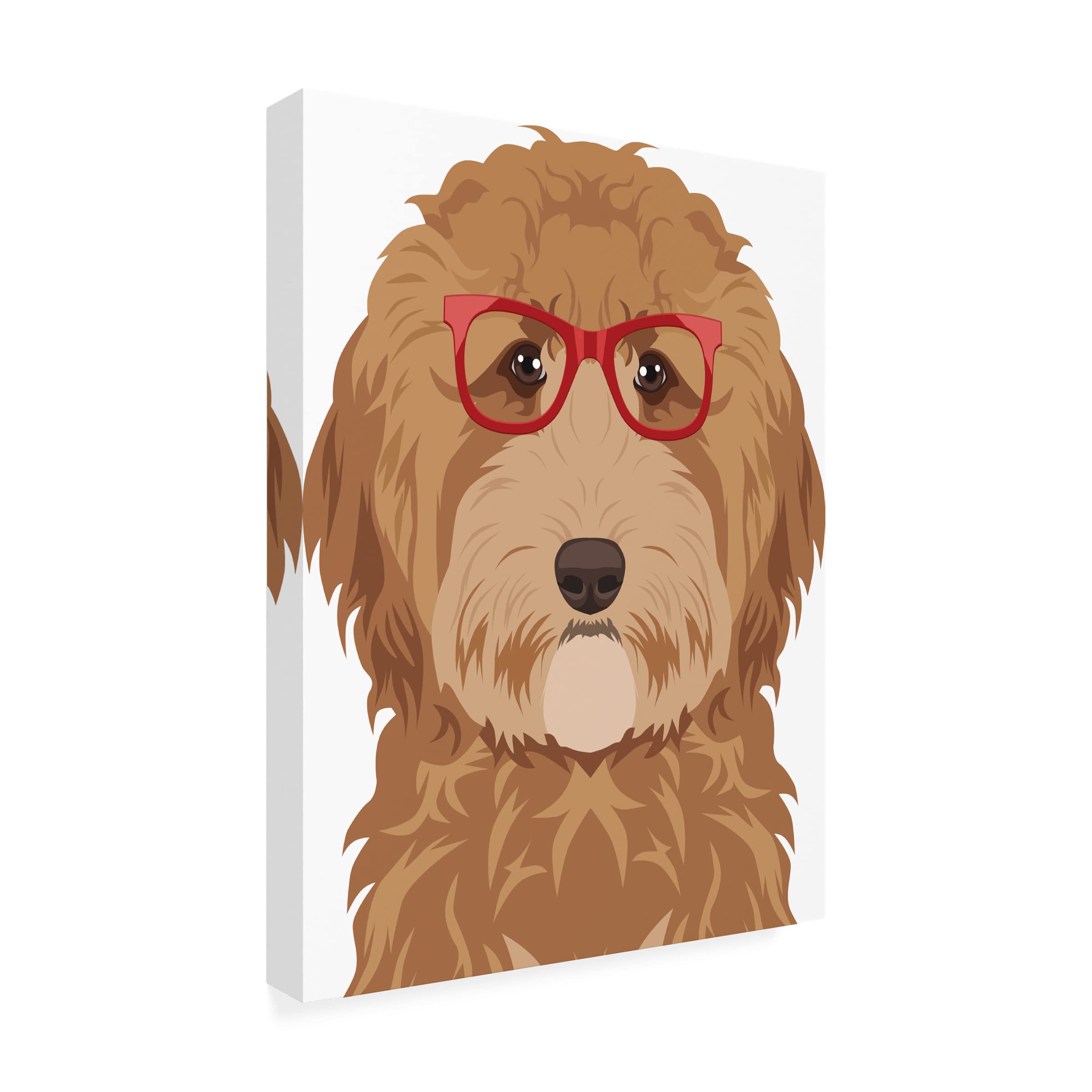 Goldendoodle Wearing Hipster Glasses Canvas Wall Art - Premium Dog Portrait Painting for Living Room, Bedroom & Office Decor - Funny Pet Gift for Dog Lovers