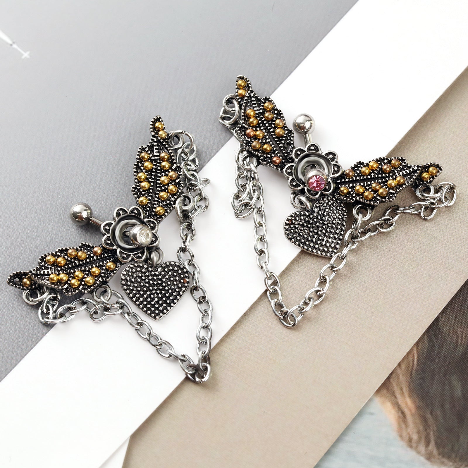 Angel Wings with Chain Dangle Navel Piercing Jewelry | SX0802 | Perfect for Belly Button Rings, Body Jewelry & Piercing Accessories