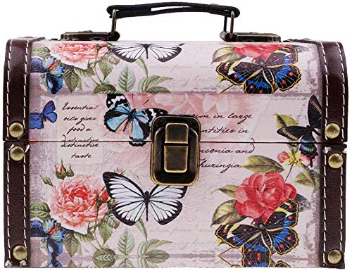Taotenish Wooden Jewelry Box with Butterfly & Rose Design - Premium Treasure Storage Organizer for Necklaces, Rings & Earrings - Perfect Gift Box for Women, Brides & Jewelry Lovers (Home Decor & Travel Use)
