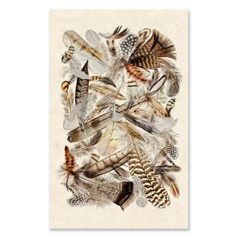 Collective Feathers Grand Format Wall Art - Handmade Bohemian Decor for Living Room, Bedroom & Office - Unique Boho Chic Home Decor