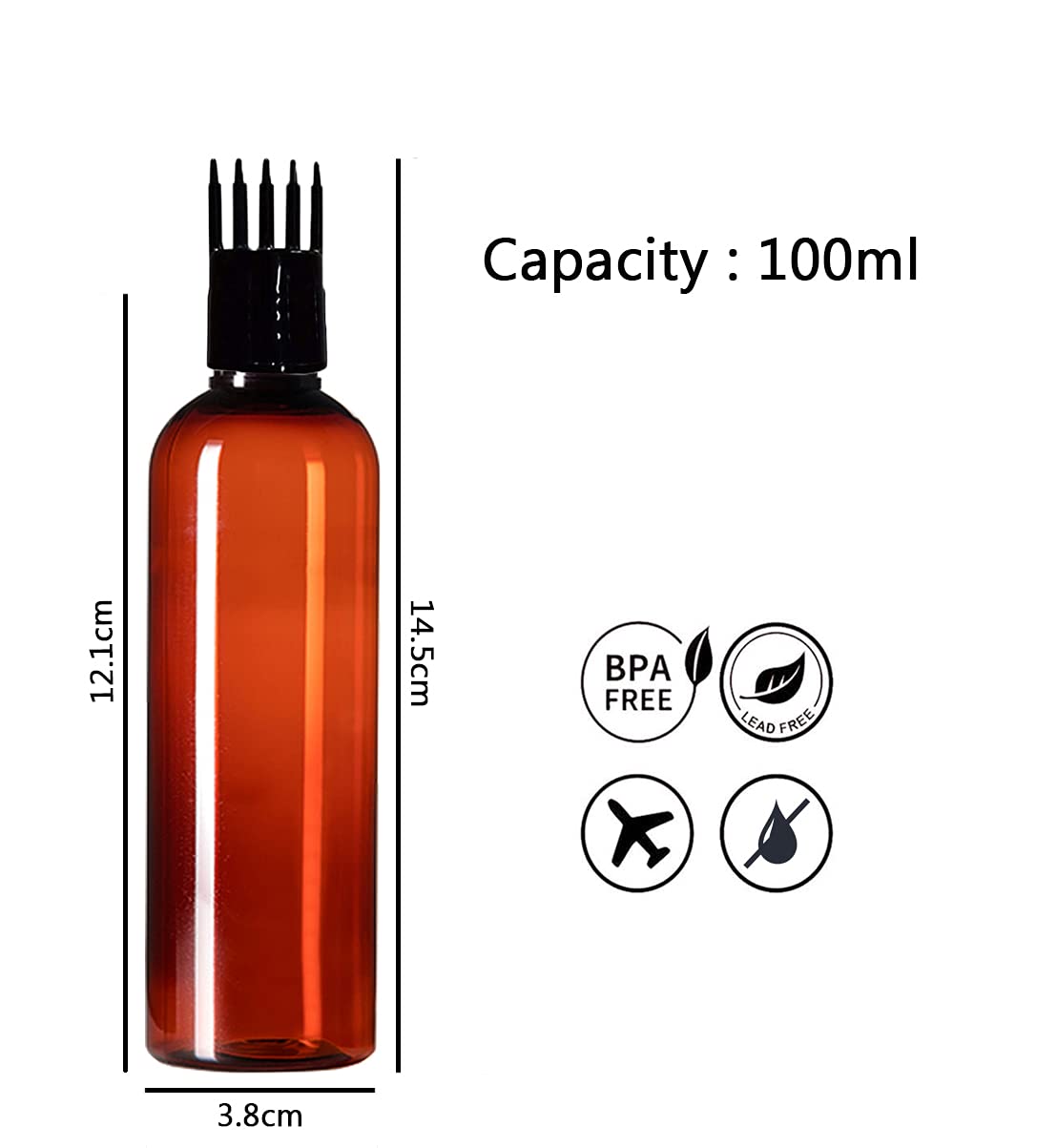 PHARCOS Hair Root Applicator Bottle - 200ml Amber Glass with Flip-Top Cap for Hair Oil, Dye & Scalp Treatments | Easy DIY Hair Care & Medicine Application | Perfect for At-Home Hair Coloring & Scalp Massage (Pack of 1)