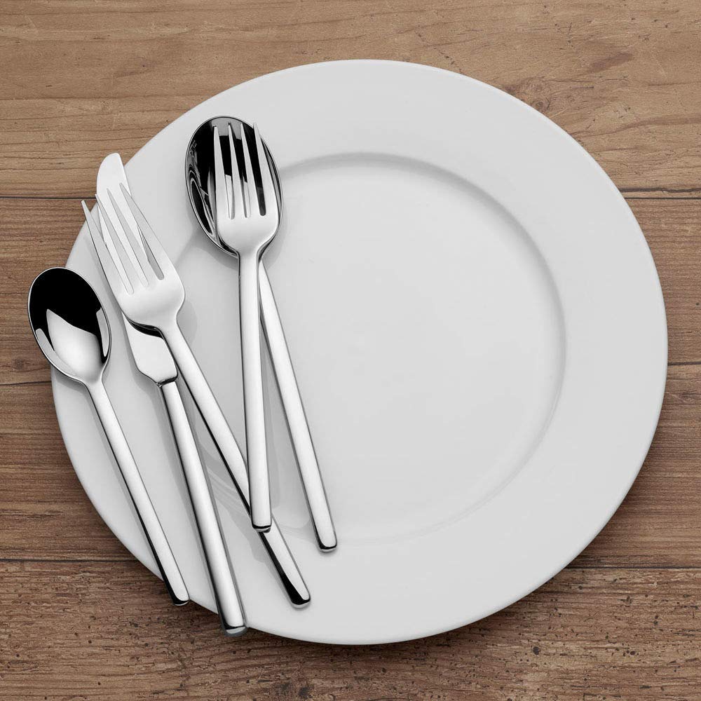 Mikasa Zena 45-Piece 18/0 Stainless Steel Flatware Set for 8 - Dinnerware Silverware with Serving Utensils - Perfect for Formal Dining, Holiday Entertaining & Wedding Registry