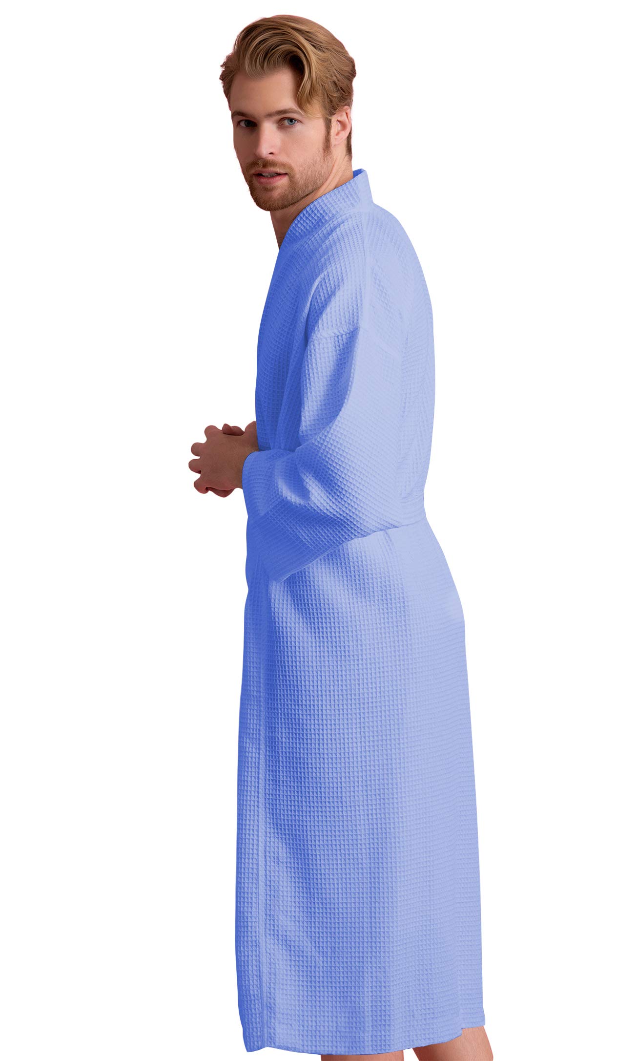 Premium Soft Touch Linen Waffle Bathrobe for Men - Luxurious Square Pattern Cotton Robe for Spa, Hotel & Home Relaxation