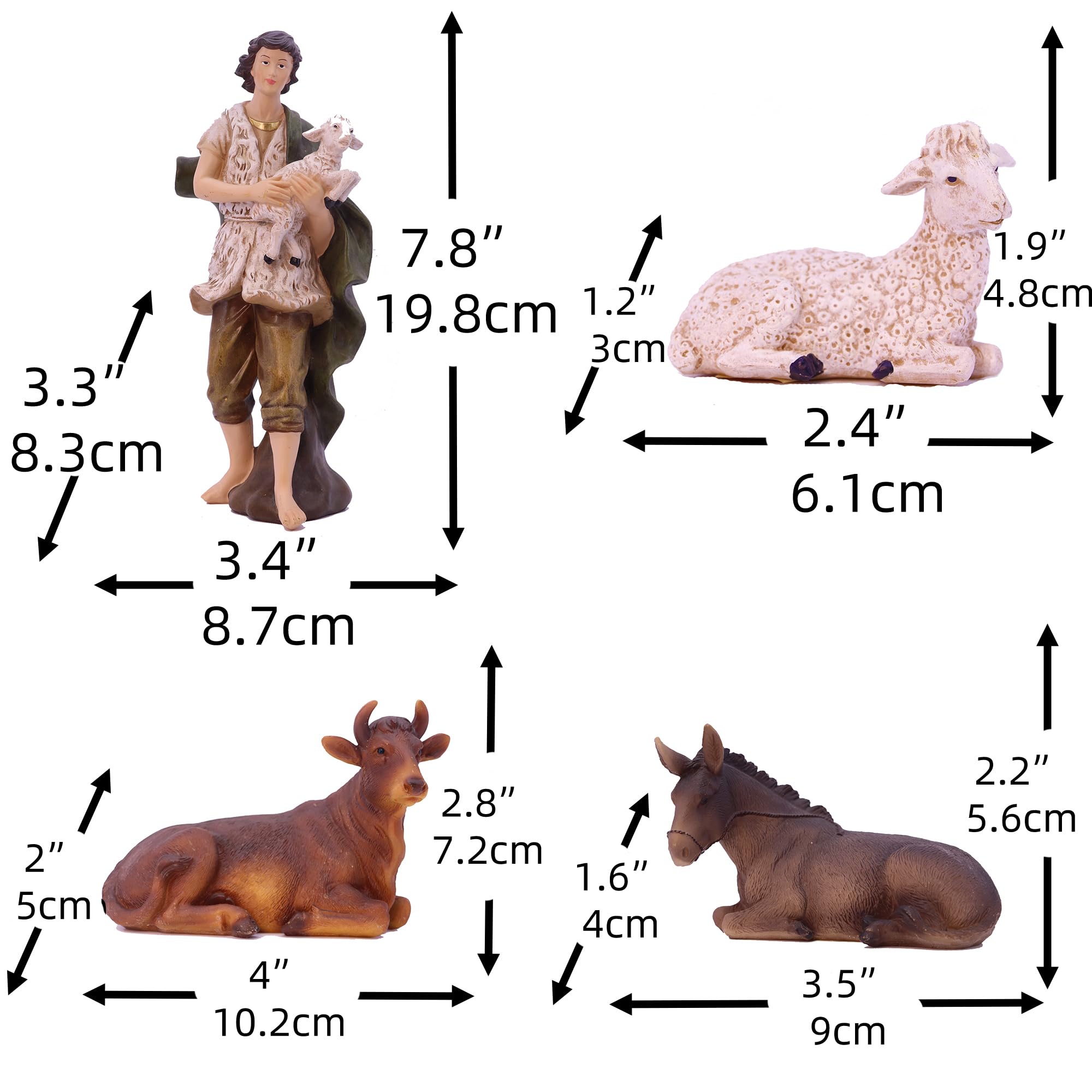 Zayton Nativity Set - 11 Piece 8 Inch Christmas Scene Figurines with Jesus, Manger & Holy Family - Perfect for Indoor Home Decor, Church Display & Holiday Gift Giving