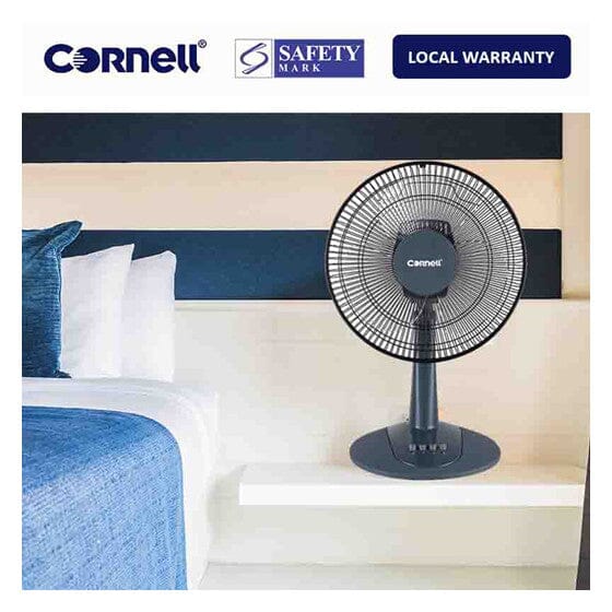 Cornell 12 Inch Table Fan - Quiet, Energy Efficient, 3 Speed Settings (CFNT122GY/CFNT122WHX) - Perfect for Home, Office, and Dorm Room Cooling