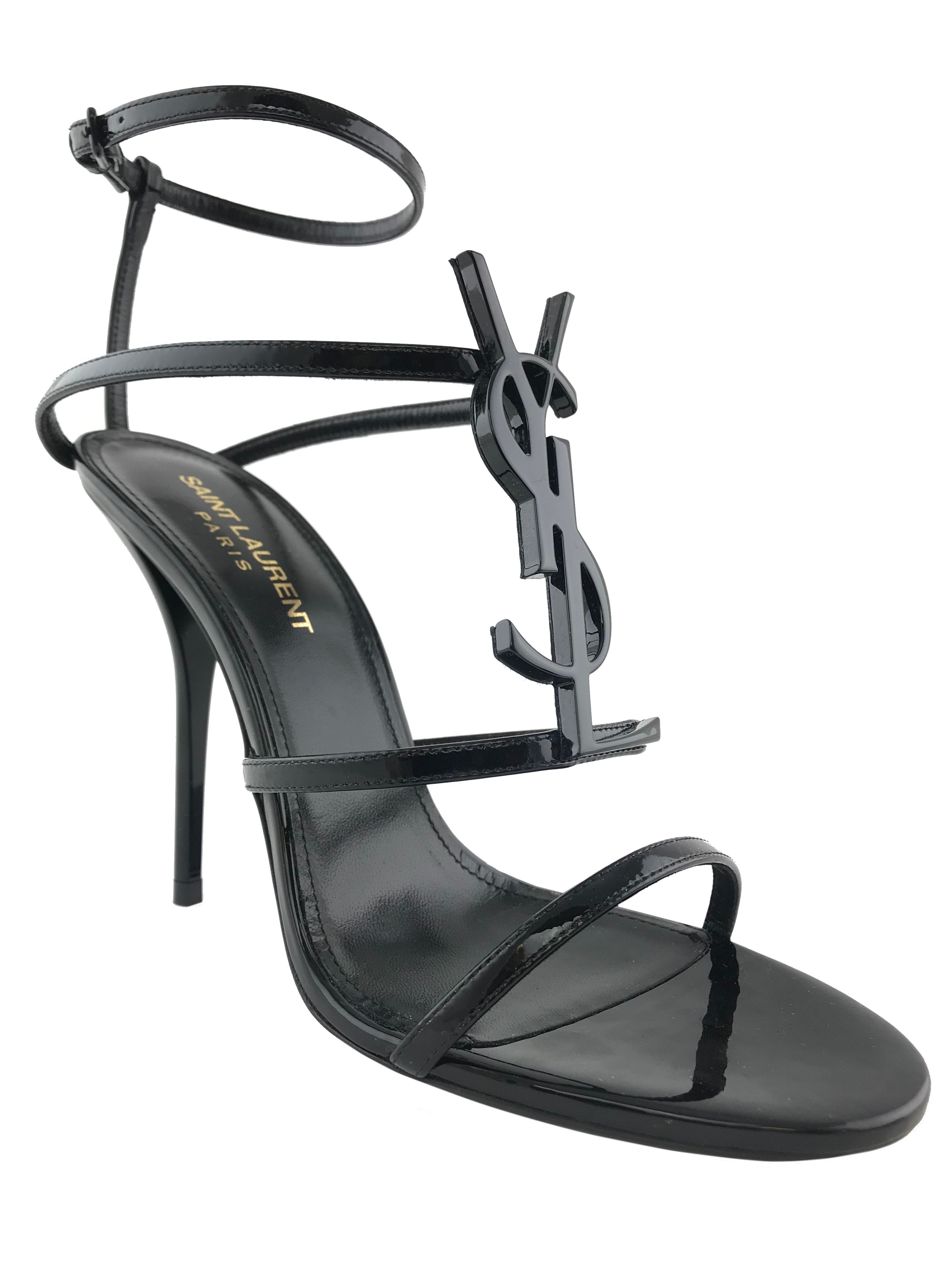 Saint Laurent Cassandra Leather Stiletto Sandals Women Size 7.5 - Luxury Designer High Heel Sandals for Parties, Weddings & Evening Events