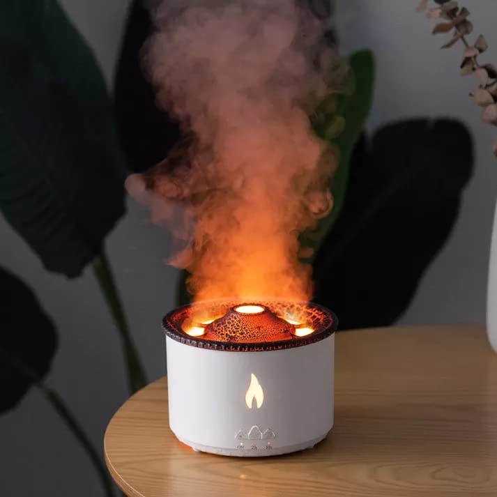 AUSEK® Essential Oil Diffuser - Ultrasonic Aromatherapy Humidifier with Auto Shut-Off, Remote Control & Volcano Flame Effect for Home, Office, Yoga & Spa Relaxation