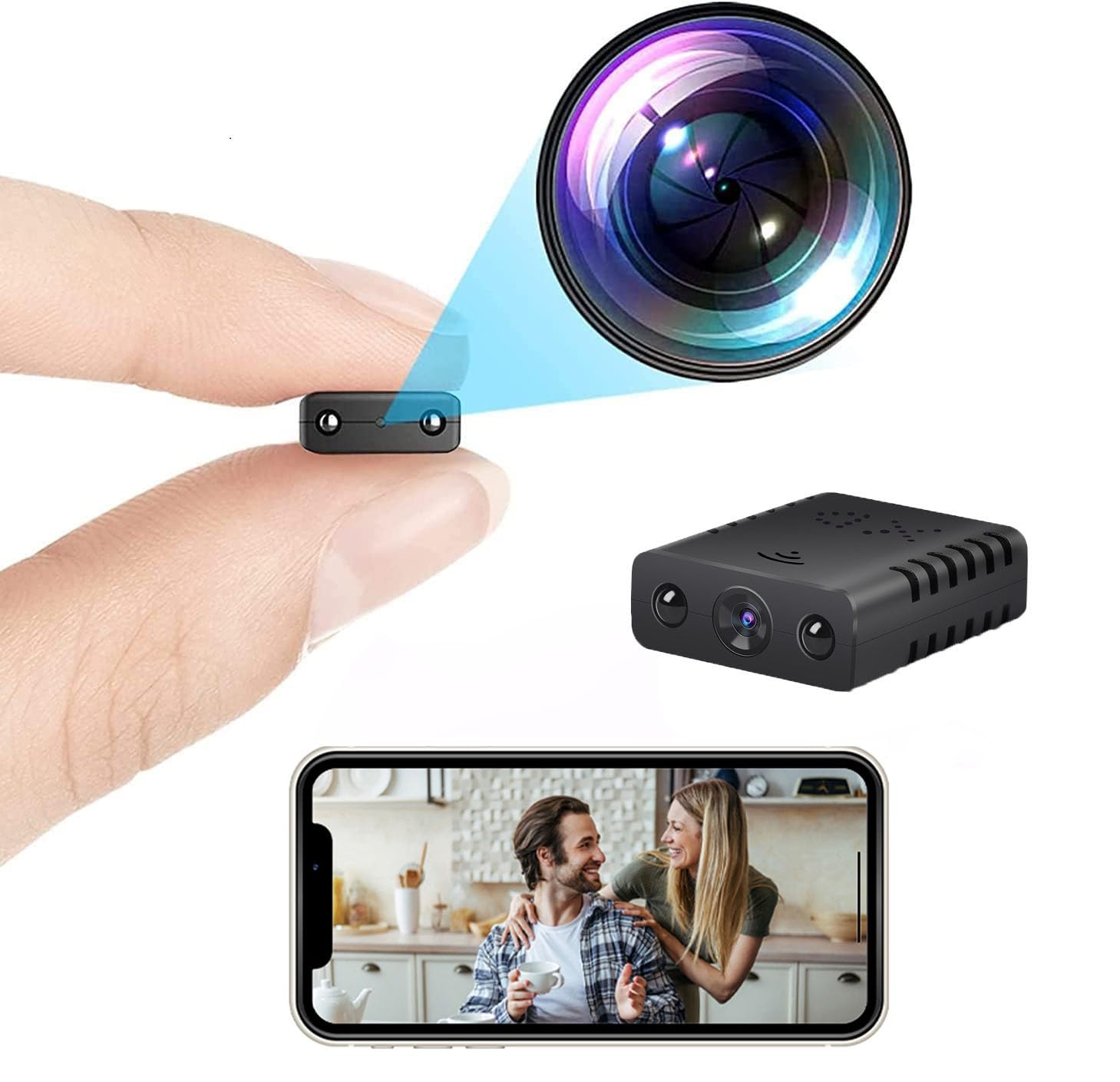 Mini Wireless WiFi Security Camera 1080P HD with Night Vision - Remote Viewing on iOS & Android for Home, Baby Monitor, Pet & Indoor Surveillance