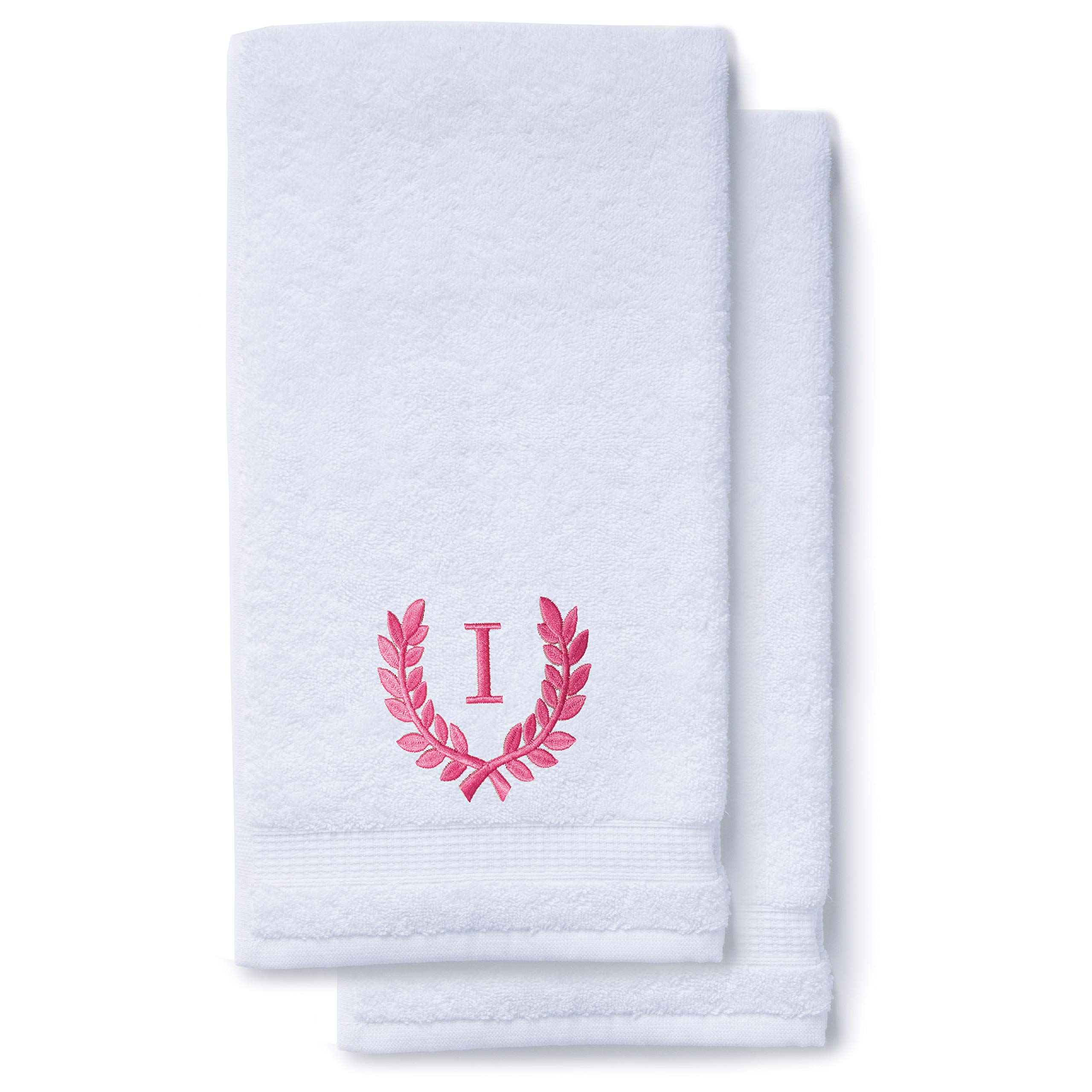 Personalized Monogrammed Hand Towels Set of 2 - Luxury Turkish Cotton Bath & Kitchen Towels 16x30 Inch | Custom Wedding Bridal Gift, Spa & Makeup Towel | Roman Font Embroidery for Home Decor, Guest Bathroom & Bridal Shower Gifts