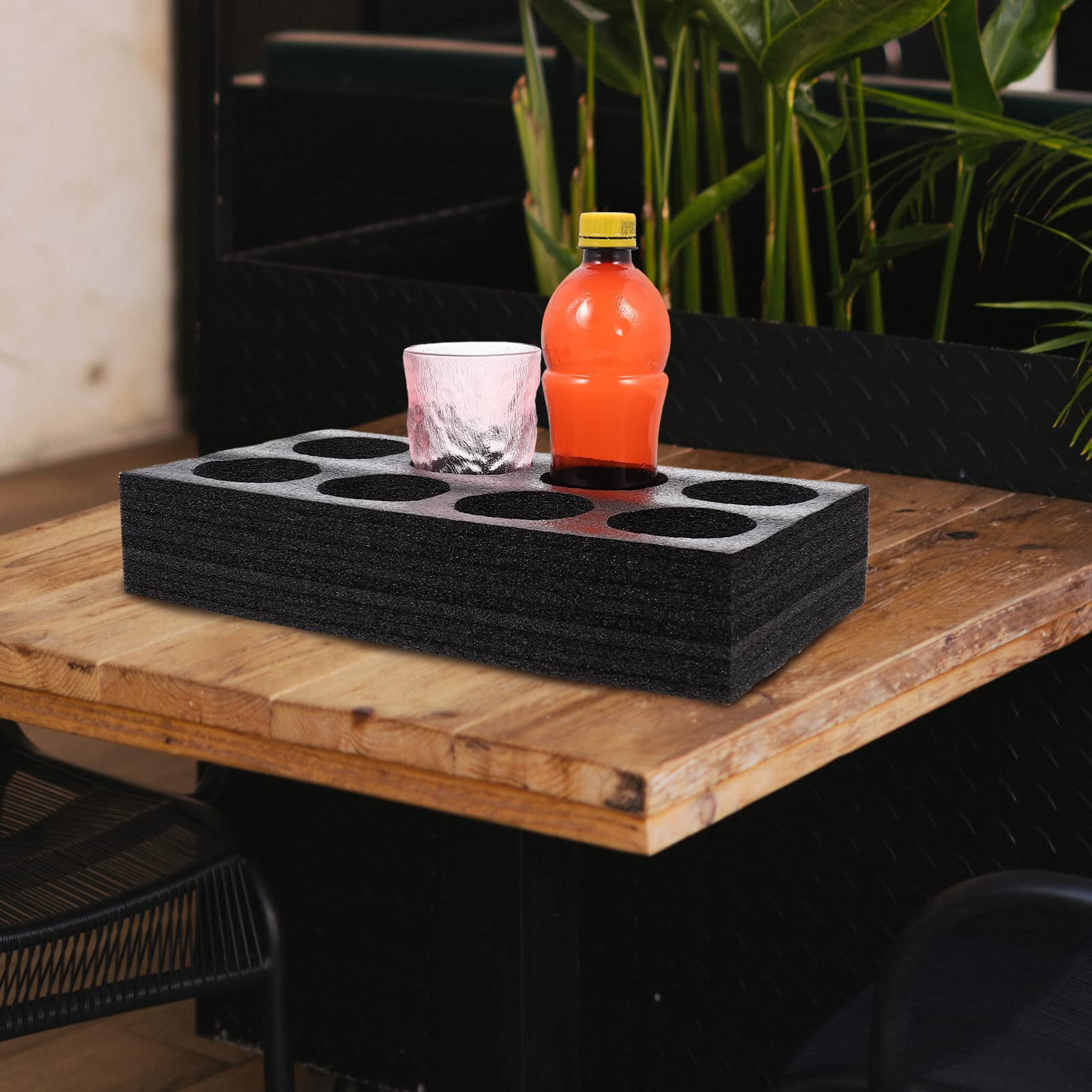STOBOK 2-Pack Black Foam Drink Carrier Tray - 8 Hole Coffee Cup Holder for Takeout, Beverage Packaging & Fixing - Perfect for Coffee Shops, Restaurants, and Catering Services