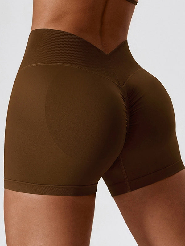 ZASUWA Women's Sexy Deep V Back Scrunch Butt Lifting Shorts - High Waisted Workout & Yoga Shorts for Women, Perfect for Gym, Running, and Lounge Wear